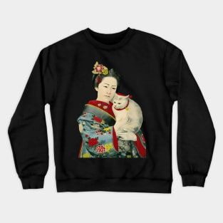 Neko and Japanese lady Crewneck Sweatshirt